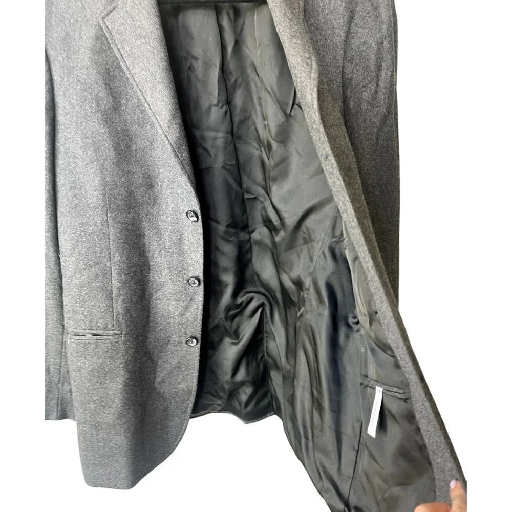 J.Crew Mens Wool Sz42 Grey‎ Three Button Blazer Jacket